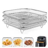Square Air Fryer Rack Compatible with 6-8 QT Air Fryer,3pcs Stackable Stainless Steel Dehydrator Rack, Square Air Fryer Accessories for Cosori, Instant Vortex, Chefman Airfryer, Ninja Foodi Grill (onl Square Air Fryer Rack Compatible with 6-8 QT Air Fryer,3pcs Stackable Stainless Steel Dehydrator Rack, Square Air Fryer Accessories for Cosori, Instant Vortex, Chefman Airfryer, Ninja Foodi Grill (onl