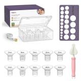Nuliie 10PCS Silicone Flanges Insert Replacement Kit, Flange Sizing Kit 17/18/19/20/21mm for 24mm Flange/Shield Breast Pumps, Pumping Essential Kit for Moms Nuliie 10PCS Silicone Flanges Insert Replacement Kit, Flange Sizing Kit 17/18/19/20/21mm for 24mm Flange/Shield Breast Pumps, Pumping Essential Kit for Moms