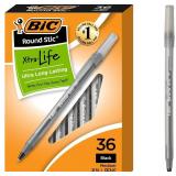 BIC Round Stic Xtra Life Black Ballpoint Pens, Medium Point (1.0mm), 36-Count Pack of Bulk Pens, Flexible Round Barrel for Writing Comfort, No. 1 Selling Ballpoint Pens BIC Round Stic Xtra Life Black Ballpoint Pens, Medium Point (1.0mm), 36-Count Pack of Bulk Pens, Flexible Round Barrel for Writing Comfort, No. 1 Selling Ballpoint Pens