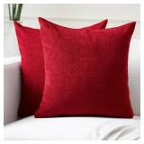 Encasa XO Thick Chenille Throw Pillow Covers Set of 2 | Scarlet Red - (24\'x24\') (60x60 cm) | Decorative Accent Square Throw Pillow Cases for Couch, Home Decor, Sofa Encasa XO Thick Chenille Throw Pillow Covers Set of 2 | Scarlet Red - (24\'x24\') (60x60 cm) | Decorative Accent Square Throw Pillow Cases for Couch, Home Decor, Sofa