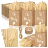 Saypacck 50 Pack Rustic Kraft Baby Shower Gifts Bag with Tissue Papers Baby Shower Paper Bags with Handle and 50 Tissue Tags Twine for Guests Gifts Gender Reveal Favors Saypacck 50 Pack Rustic Kraft Baby Shower Gifts Bag with Tissue Papers Baby Shower Paper Bags with Handle and 50 Tissue Tags Twine for Guests Gifts Gender Reveal Favors