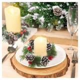 Christmas Candle Ring Small Artificial Red Berry Wreath Candle Holder Rings Centerpiece ChristmasTable Decoration (Green) Christmas Candle Ring Small Artificial Red Berry Wreath Candle Holder Rings Centerpiece ChristmasTable Decoration (Green)
