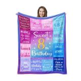 Pozevan 8 Year Old Girl Birthday Blanket, Gifts for Eight-Year-Old Girls, 8th Birthday Decorations 60\'X50\' Pozevan 8 Year Old Girl Birthday Blanket, Gifts for Eight-Year-Old Girls, 8th Birthday Decorations 60\'X50\'