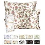 Miss Adola 2 Pack Silk Pillowcase - 20x36 Inch King Size Silk Pillow Case with Hidden Zipper for Women Lady Smooth Soft Breathable Cute Design Pillowcase for Hair and Skin, Flower Bird Miss Adola 2 Pack Silk Pillowcase - 20x36 Inch King Size Silk Pillow Case with Hidden Zipper for Women Lady Smooth Soft Breathable Cute Design Pillowcase for Hair and Skin, Flower Bird