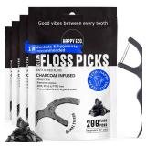 Dental Floss Picks (200pcs) - Flossers for Adults, Vegan Corn-Straw Handle, Superior Oral Care & Anti-Shred Thread, Dental Hygiene, Tooth Pick Sticks, Teeth & Gum Health (Charcoal, Double Thread) Dental Floss Picks (200pcs) - Flossers for Adults, Vegan Corn-Straw Handle, Superior Oral Care & Anti-Shred Thread, Dental Hygiene, Tooth Pick Sticks, Teeth & Gum Health (Charcoal, Double Thread)