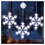 LHYLDS Christmas Decorations 3Pcs White Snowflake Window Lights with Suction Cup Battery Operated Christmas Lights, Hanging Lighted Xmas Window Decoration Indoor Outdoor Xmas Tree Home Decor LHYLDS Christmas Decorations 3Pcs White Snowflake Window Lights with Suction Cup Battery Operated Christmas Lights, Hanging Lighted Xmas Window Decoration Indoor Outdoor Xmas Tree Home Decor