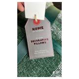 Green Holiday Decorative Pillows Set of 2 *has a couple holes with fluff coming out* Green Holiday Decorative Pillows Set of 2 *has a couple holes with fluff coming out*