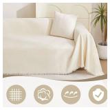 MYSKY HOME Loveseat Cover Beige Couch Cover Sectional Couch Covers for 2 Cushion Couch Sofa Thick Universal Chenille Sofa Cover with Tassel Durable Furniture Protector for Dogs 91\' x 118\' MYSKY HOME Loveseat Cover Beige Couch Cover Sectional Couch Covers for 2 Cushion Couch Sofa Thick Universal Chenille Sofa Cover with Tassel Durable Furniture Protector for Dogs 91\' x 118\'