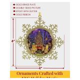 Rockefeller Center Christmas Tree Snowflake Ornament â NYC Holiday Collectible, 4x4 Inch Brass Snowflake Frame with 2.25 Inch Double-Sided Picture Covered with Epoxy & Multicolor Glitter by ArtMa Rockefeller Center Christmas Tree Snowflake Ornament â NYC Holiday Collectible, 4x4 Inch Brass Snowflake Frame with 2.25 Inch Double-Sided Picture Covered with Epoxy & Multicolor Glitter by ArtMa