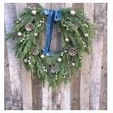 Silver Ribbon Pine Holiday Wreath Silver Ribbon Pine Holiday Wreath