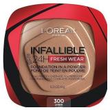 FACTORY SEALED - L Oreal Paris Infallible Fresh Wear 24 Hr Powder Foundation Makeup 300 Amber 0.31 oz FACTORY SEALED - L Oreal Paris Infallible Fresh Wear 24 Hr Powder Foundation Makeup 300 Amber 0.31 oz