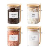 TIPGO Sugar Jar Bath Salt Container 17 oz Glass Jar with Bamboo Lid and Spoon, Sugar Cube Holder and Canister for Countertop, Glass Containers for Coffee Beans, Tea and Overnight Oats (4 Pack) NO LABE TIPGO Sugar Jar Bath Salt Container 17 oz Glass Jar with Bamboo Lid and Spoon, Sugar Cube Holder and Canister for Countertop, Glass Containers for Coffee Beans, Tea and Overnight Oats (4 Pack) NO LABE