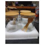 TIPGO Sugar Jar Bath Salt Container 17 oz Glass Jar with Bamboo Lid and Spoon, Sugar Cube Holder and Canister for Countertop, Glass Containers for Coffee Beans, Tea and Overnight Oats (4 Pack) NO LABE TIPGO Sugar Jar Bath Salt Container 17 oz Glass Jar with Bamboo Lid and Spoon, Sugar Cube Holder and Canister for Countertop, Glass Containers for Coffee Beans, Tea and Overnight Oats (4 Pack) NO LABE