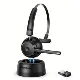 Mopchnic Bluetooth Headset, Wireless Headphone with AI Noise-Canceling Microphone On Ear Wireless Headset with USB Dongle for Computer Office Mopchnic Bluetooth Headset, Wireless Headphone with AI Noise-Canceling Microphone On Ear Wireless Headset with USB Dongle for Computer Office