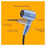 Conair Travel Hair Dryer with Dual Voltage, 1600W Compact Blow Dryer with Folding Handle, Blue Conair Travel Hair Dryer with Dual Voltage, 1600W Compact Blow Dryer with Folding Handle, Blue