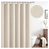 ANRODUO Linen Shower Curtain, Boho Farmhouse Cream Fabric Shower Curtain with 12 Metal Hooks, Waterproof Heavy Duty Polyester, Button Hole Design, Machine Washable for Bathroom Hotel Bathtub, W72xL72 ANRODUO Linen Shower Curtain, Boho Farmhouse Cream Fabric Shower Curtain with 12 Metal Hooks, Waterproof Heavy Duty Polyester, Button Hole Design, Machine Washable for Bathroom Hotel Bathtub, W72xL72