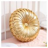 Drydiet 1 Pcs Round Throw Pillows Decorative Polyester Pleated Throw Pillows 15'' Diameter Accent Pumpkin Boho Chair Cushion for Couch Sofa Home Decoration (Gold) Drydiet 1 Pcs Round Throw Pillows Decorative Polyester Pleated Throw Pillows 15'' Diameter Accent Pumpkin Boho Chair Cushion for Couch Sofa Home Decoration (Gold)