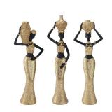 Dwelloria Set of 3 African Women Resin Figurines Black and Gold Tribal Lady Sculptures for Living Room, Shelf, Office or Entryway Decor, Modern Ethnic Home Decoration Dwelloria Set of 3 African Women Resin Figurines Black and Gold Tribal Lady Sculptures for Living Room, Shelf, Office or Entryway Decor, Modern Ethnic Home Decoration