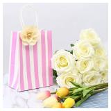 Ronvir 50Pcs Small Paper Gift Bags Bulk, 5.25 x 3.75 x 8 Kraft Paper Bag for Party Favors,Valentine's Day, Birthday, Wedding, Goodie, Retail, Jewelry - Pink Stripe Ronvir 50Pcs Small Paper Gift Bags Bulk, 5.25 x 3.75 x 8 Kraft Paper Bag for Party Favors,Valentine's Day, Birthday, Wedding, Goodie, Retail, Jewelry - Pink Stripe