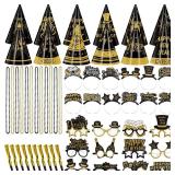 Gemscream 120 Pcs New Years Eve Party Supplies 2026 for 24 Guests 2026 Glasses Happy New Year Headband Paper Cone Hats Noise Makers Bead Necklace Party Favor Supplies(Black Gold,Cute Style) Gemscream 120 Pcs New Years Eve Party Supplies 2026 for 24 Guests 2026 Glasses Happy New Year Headband Paper Cone Hats Noise Makers Bead Necklace Party Favor Supplies(Black Gold,Cute Style)