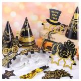 Gemscream 120 Pcs New Years Eve Party Supplies 2026 for 24 Guests 2026 Glasses Happy New Year Headband Paper Cone Hats Noise Makers Bead Necklace Party Favor Supplies(Black Gold,Cute Style) Gemscream 120 Pcs New Years Eve Party Supplies 2026 for 24 Guests 2026 Glasses Happy New Year Headband Paper Cone Hats Noise Makers Bead Necklace Party Favor Supplies(Black Gold,Cute Style)