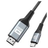 USB C to HDMI Cable 1.5ft, [4K, High-Speed], USB Type C to HDMI Cord [Thunderbolt 3/4 Compatible] for iPhone 16 15 Pro Max Plus, MacBook iPad Pro/Air,Samsung S25 S24 S23 S22 S21 S20 S10 Surface Switch