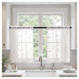 MIULEE White Sheer Kitchen Curtains 30x36 Inches Length 2 Panels Embroidered Leaf Patterned Rod Pocket Floral Semi Sheer Faux Linen Short Window Curtains Drapes Set for Bathroom Cafe MIULEE White Sheer Kitchen Curtains 30x36 Inches Length 2 Panels Embroidered Leaf Patterned Rod Pocket Floral Semi Sheer Faux Linen Short Window Curtains Drapes Set for Bathroom Cafe