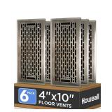 Howeall 4x10 Inches 6 Pack Heavy Duty Walkable Floor Register - Easy Adjust Air Supply Lever Decorative Floor Vent Covers, Boston Design Vent Covers for Home - Antique Brass Howeall 4x10 Inches 6 Pack Heavy Duty Walkable Floor Register - Easy Adjust Air Supply Lever Decorative Floor Vent Covers, Boston Design Vent Covers for Home - Antique Brass