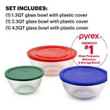Pyrex Sculpted (3-Pack) Glass Mixing Bowls Set With Plastic Lids For Prepping, Baking and Cooking, Preheated Oven, Dishwasher, Freezer, and Microwave Safe Pyrex Sculpted (3-Pack) Glass Mixing Bowls Set With Plastic Lids For Prepping, Baking and Cooking, Preheated Oven, Dishwasher, Freezer, and Microwave Safe