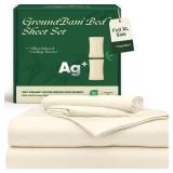 GroundBam Silver Infused Bed Sheets Set, Temperature-Regulating Fabric with Self-Cleaning Technology for 3X Freshness Sleep, Genuine 100% Organic Viscose Derived from Bamboo (OffWhite, Full XL) GroundBam Silver Infused Bed Sheets Set, Temperature-Regulating Fabric with Self-Cleaning Technology for 3X Freshness Sleep, Genuine 100% Organic Viscose Derived from Bamboo (OffWhite, Full XL)