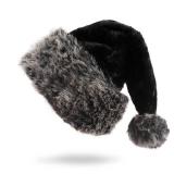 Wgudzpj Black Santa Hat, Christmas Hat Holiday for Adults Unisex Velvet Comfort Extra Thicken Xmas Hat for New Year Festive Party Wgudzpj Black Santa Hat, Christmas Hat Holiday for Adults Unisex Velvet Comfort Extra Thicken Xmas Hat for New Year Festive Party