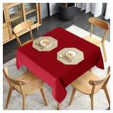 sancua 2 Pack Red Tablecloth 54 x 54 Inch, Stain and Wrinkle Resistant Square Table Cloth - Washable Polyester Table Cover for Dining Tables, Buffet Parties and Camping sancua 2 Pack Red Tablecloth 54 x 54 Inch, Stain and Wrinkle Resistant Square Table Cloth - Washable Polyester Table Cover for Dining Tables, Buffet Parties and Camping