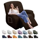 YEMYHOM 4 Pieces Stretch Recliner Slipcover Latest Jacquard Recliner Chair Cover with Side Pocket Anti-Slip Fitted Recliner Cover Couch Furniture Protector with Elastic Bottom (Recliner, Dark Coffee) YEMYHOM 4 Pieces Stretch Recliner Slipcover Latest Jacquard Recliner Chair Cover with Side Pocket Anti-Slip Fitted Recliner Cover Couch Furniture Protector with Elastic Bottom (Recliner, Dark Coffee)