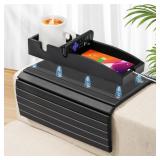 Joy&Grace Couch Cup Holder, 3-in-1 Magnetic Detachable Couch Arm Tray, Bamboo Sofa Armrest Table with Anti-Slip Pad, Sofa Armrest Tray Table (Black) Joy&Grace Couch Cup Holder, 3-in-1 Magnetic Detachable Couch Arm Tray, Bamboo Sofa Armrest Table with Anti-Slip Pad, Sofa Armrest Tray Table (Black)