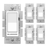 BESTTEN 5 Pack Dimmer Light Switch, Single Pole or 3-Way, Compatible with Dimmable LED, CFL, Incandescent and Halogen Bulb, LED Slide Dimmer Switch, Neutral Wire Not Required, 120VAC, UL Listed, White BESTTEN 5 Pack Dimmer Light Switch, Single Pole or 3-Way, Compatible with Dimmable LED, CFL, Incandescent and Halogen Bulb, LED Slide Dimmer Switch, Neutral Wire Not Required, 120VAC, UL Listed, White