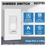 BESTTEN 5 Pack Dimmer Light Switch, Single Pole or 3-Way, Compatible with Dimmable LED, CFL, Incandescent and Halogen Bulb, LED Slide Dimmer Switch, Neutral Wire Not Required, 120VAC, UL Listed, White BESTTEN 5 Pack Dimmer Light Switch, Single Pole or 3-Way, Compatible with Dimmable LED, CFL, Incandescent and Halogen Bulb, LED Slide Dimmer Switch, Neutral Wire Not Required, 120VAC, UL Listed, White
