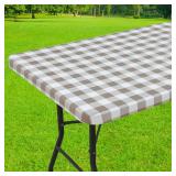 Smiry Rectangle Picnic Table Cloth, Elastic Waterproof Fitted Vinyl Tablecloths, Flannel Backed Buffalo Plaid Table Covers for Dining, Camping, Outdoor (White and Khaki, 24 x 48) Smiry Rectangle Picnic Table Cloth, Elastic Waterproof Fitted Vinyl Tablecloths, Flannel Backed Buffalo Plaid Table Covers for Dining, Camping, Outdoor (White and Khaki, 24 x 48)