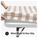 Smiry Rectangle Picnic Table Cloth, Elastic Waterproof Fitted Vinyl Tablecloths, Flannel Backed Buffalo Plaid Table Covers for Dining, Camping, Outdoor (White and Khaki, 24 x 48) Smiry Rectangle Picnic Table Cloth, Elastic Waterproof Fitted Vinyl Tablecloths, Flannel Backed Buffalo Plaid Table Covers for Dining, Camping, Outdoor (White and Khaki, 24 x 48)