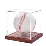Baseball Display Case, No Assembly Required Clear Cube Tennis Ball Holder with Solid Wooden Base, Autograph Baseball Stand Box for Single Ball (1 Pack) Baseball Display Case, No Assembly Required Clear Cube Tennis Ball Holder with Solid Wooden Base, Autograph Baseball Stand Box for Single Ball (1 Pack)