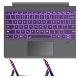 OMOTON Wireless Keyboard for Microsoft Surface Pro 7/7+/6/5/4/3 12.3 inch ONLY, Bluetooth Connection, Ultra-Slim Keyboard Type Cover with Touchpad, 7 Colors Backlit and Rechargeable, Grey OMOTON Wireless Keyboard for Microsoft Surface Pro 7/7+/6/5/4/3 12.3 inch ONLY, Bluetooth Connection, Ultra-Slim Keyboard Type Cover with Touchpad, 7 Colors Backlit and Rechargeable, Grey
