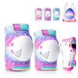Knee Pads for Kids - ZOOBLISS Toddler Knee and Elbow Pads Set Wrist Guards for Skating Girls Aged 3-12, Kids Protective Gear for Roller Skates Skateboard Bike Scooter, Included Drawstring Bag(Rainbow) Knee Pads for Kids - ZOOBLISS Toddler Knee and Elbow Pads Set Wrist Guards for Skating Girls Aged 3-12, Kids Protective Gear for Roller Skates Skateboard Bike Scooter, Included Drawstring Bag(Rainbow)