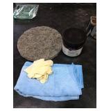 MB Stone Care Granite Polishing Compound 8.5 oz - Norton Ultra Grizzly Pad 7-3/4 Inch - 16 x 16 Microfiber Cloth - Gloves - Bundle - 4 Items MB Stone Care Granite Polishing Compound 8.5 oz - Norton Ultra Grizzly Pad 7-3/4 Inch - 16 x 16 Microfiber Cloth - Gloves - Bundle - 4 Items