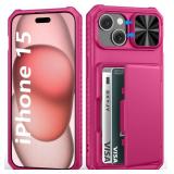 BXYJY for iPhone 15, iPhone 14, iPhone 13 Wallet Case with Card Holder(4-5 Cards), Slide Camera Cover, Military Grade Drop Protection, Heavy Duty Girly Men Phone Case for iPhone 15/14/13, Hot Pink BXYJY for iPhone 15, iPhone 14, iPhone 13 Wallet Case with Card Holder(4-5 Cards), Slide Camera Cover, Military Grade Drop Protection, Heavy Duty Girly Men Phone Case for iPhone 15/14/13, Hot Pink