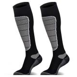 Hylaea Merino Wool Ski Socks, Cold Weather Socks for Snowboarding, Snow, Winter, Hunting, Thermal, Knee-high Warm, Outdoor Sports Grey Black 2 Pairs Large Hylaea Merino Wool Ski Socks, Cold Weather Socks for Snowboarding, Snow, Winter, Hunting, Thermal, Knee-high Warm, Outdoor Sports Grey Black 2 Pairs Large