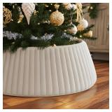 OurWarm White Christmas Tree Collar, Luxury Plush Faux Fur Tree Collar with Stripe Textured Pattern, Soft Fluffy Xmas Tree Ring Boho Tree Skirt for Holiday Decorations Indoor Home Decor OurWarm White Christmas Tree Collar, Luxury Plush Faux Fur Tree Collar with Stripe Textured Pattern, Soft Fluffy Xmas Tree Ring Boho Tree Skirt for Holiday Decorations Indoor Home Decor