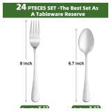 24 Pcs Forks and Spoons Silverware Set, Food Grade Stainless Steel Flatware Cutlery Set for Home, Kitchen and Restaurant, 12 Dinner Fork(8) and 12 Teaspoon(6.7), Mirror Polished, Dishwasher Safe 24 Pcs Forks and Spoons Silverware Set, Food Grade Stainless Steel Flatware Cutlery Set for Home, Kitchen and Restaurant, 12 Dinner Fork(8) and 12 Teaspoon(6.7), Mirror Polished, Dishwasher Safe