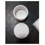 Queenza White Marble Salt Cellar with Lid - 3 Inch Salt and Pepper Bowls, Ramekins, Kosher Salt Holder Queenza White Marble Salt Cellar with Lid - 3 Inch Salt and Pepper Bowls, Ramekins, Kosher Salt Holder