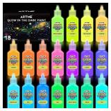 ARTME Glow in The Dark Paint, 18 Bright Colors 22ml/0.75oz Blacklight Paint Set, Neon Craft Paints, Glow Fluorescent Acrylic Paints Perfect for DIY projects, Halloween and Christmas Decorations ARTME Glow in The Dark Paint, 18 Bright Colors 22ml/0.75oz Blacklight Paint Set, Neon Craft Paints, Glow Fluorescent Acrylic Paints Perfect for DIY projects, Halloween and Christmas Decorations