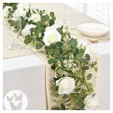 Yastouay 6.6 Ft White Flower Garland with 3D Butterfly, Artificial Eucalyptus Garland with Flowers Fake Rose Vine for Table Centerpiece Wedding Arch Baby Shower Party Room Backdrop Decor Yastouay 6.6 Ft White Flower Garland with 3D Butterfly, Artificial Eucalyptus Garland with Flowers Fake Rose Vine for Table Centerpiece Wedding Arch Baby Shower Party Room Backdrop Decor