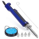 WEP 929D-V 2 IN 1 Desoldering Iron Electric Solder Sucker with 5 Nozzles 0.8/1.0/1.2/1.5mm Soldering Tool Kit with Built-in Desoldering Pump, Iron Stand, Sponge, Cleaning Pin Solder Remover WEP 929D-V 2 IN 1 Desoldering Iron Electric Solder Sucker with 5 Nozzles 0.8/1.0/1.2/1.5mm Soldering Tool Kit with Built-in Desoldering Pump, Iron Stand, Sponge, Cleaning Pin Solder Remover